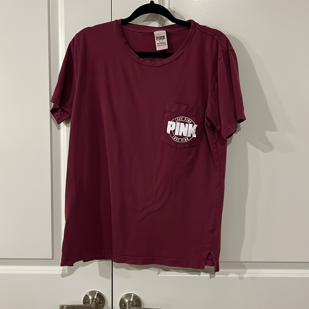 Lightly worn PINK size S maroon/wine colored tee shirt